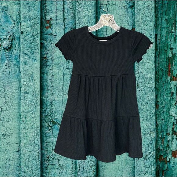 NWT Cat & Jack Girls Ribbed Short Sleeve Dress Black Size XS (4/5) - Picture 8 of 9